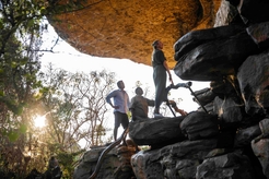 Couple at Ubirr with a rock art guide